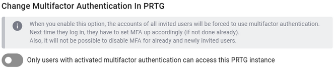 Change Multifactor Authentication in PRTG